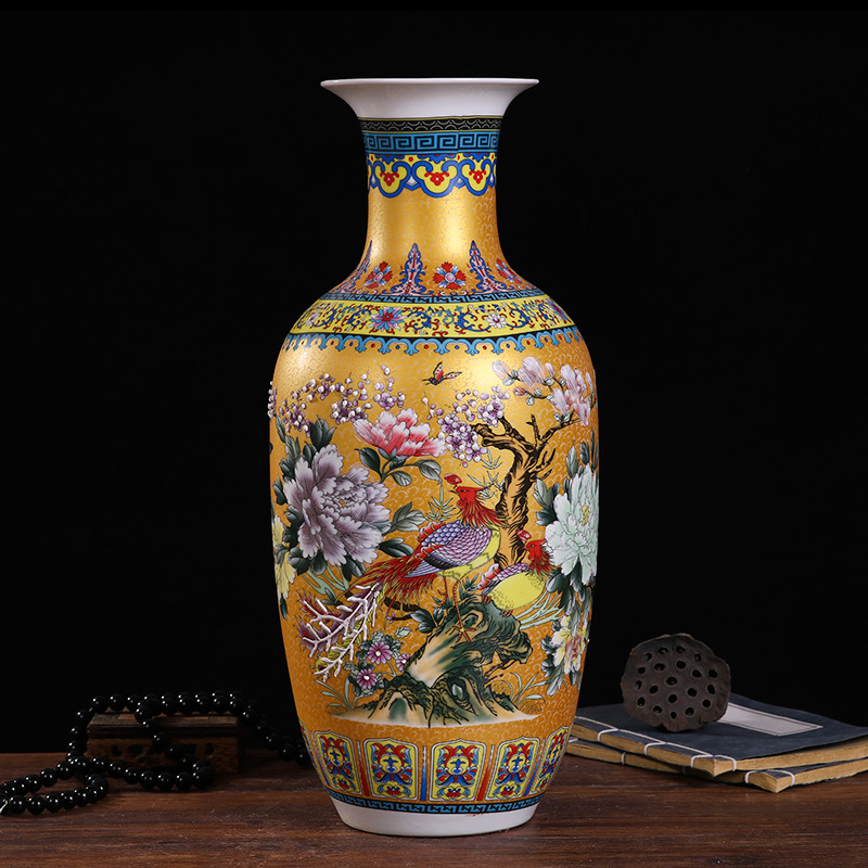 Jingdezhen enamel vase ceramic decorative vase crafts porcelain ornaments antique office furniture ornaments