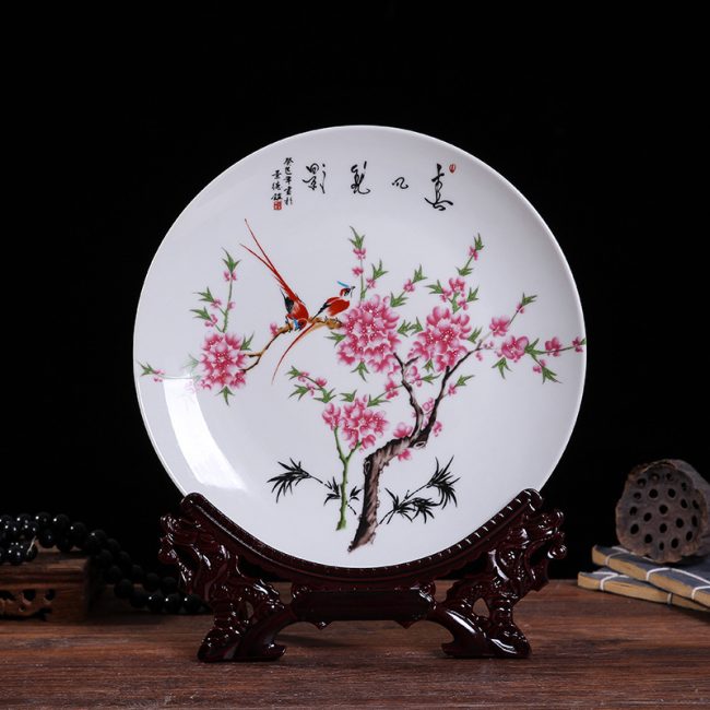Jingdezhen ceramic hanging plate living room decorative plate home business crafts ornaments gifts