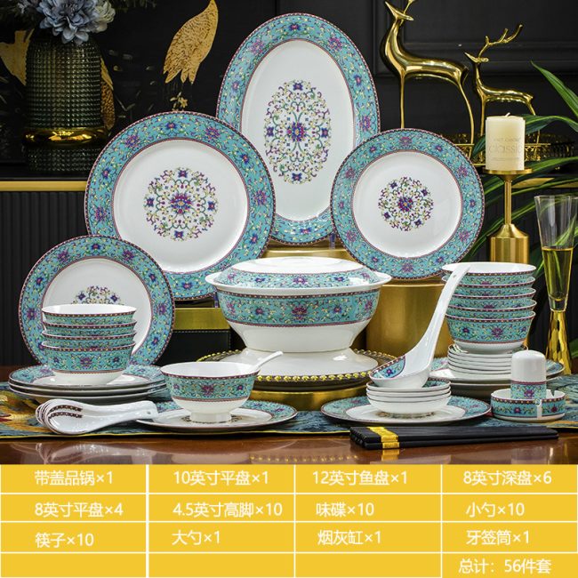 Jingdezhen enameled ceramic tableware bone china bowl chopsticks plate dish set household wedding gift wholesale LOGO