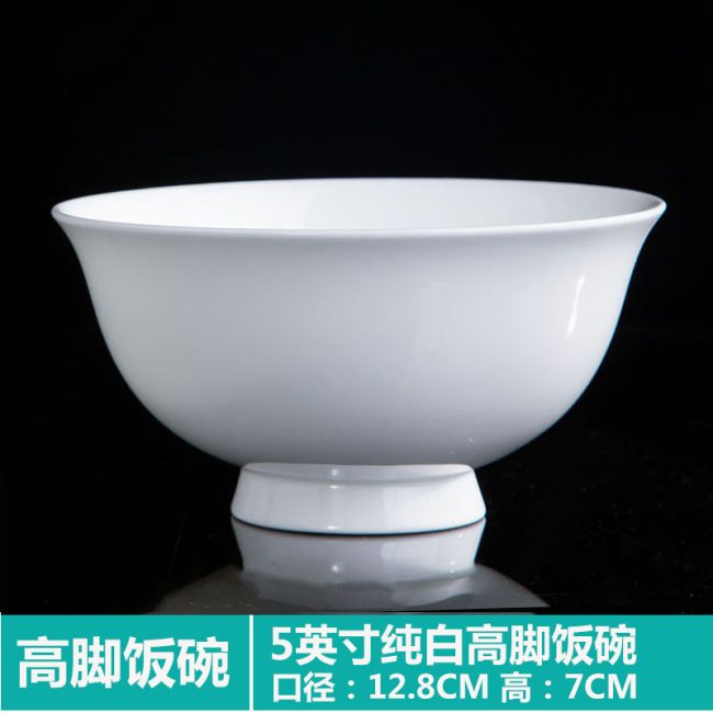 Household ceramic dish plate plate chopsticks soup bowl noodle bowl tall bone china bowl Jingdezhen tableware Scandinavian style