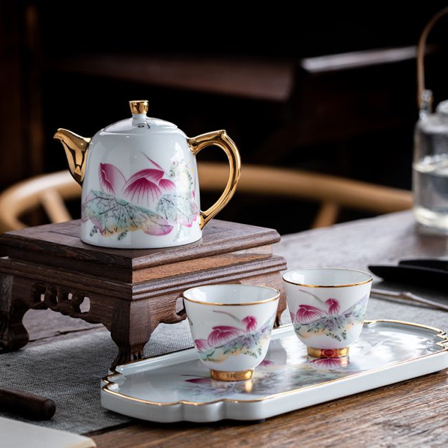 Jingdezhen hand-painted ceramic tea set home brewing tea teapot tea cups tea tray ceramic cups gifts wholesale