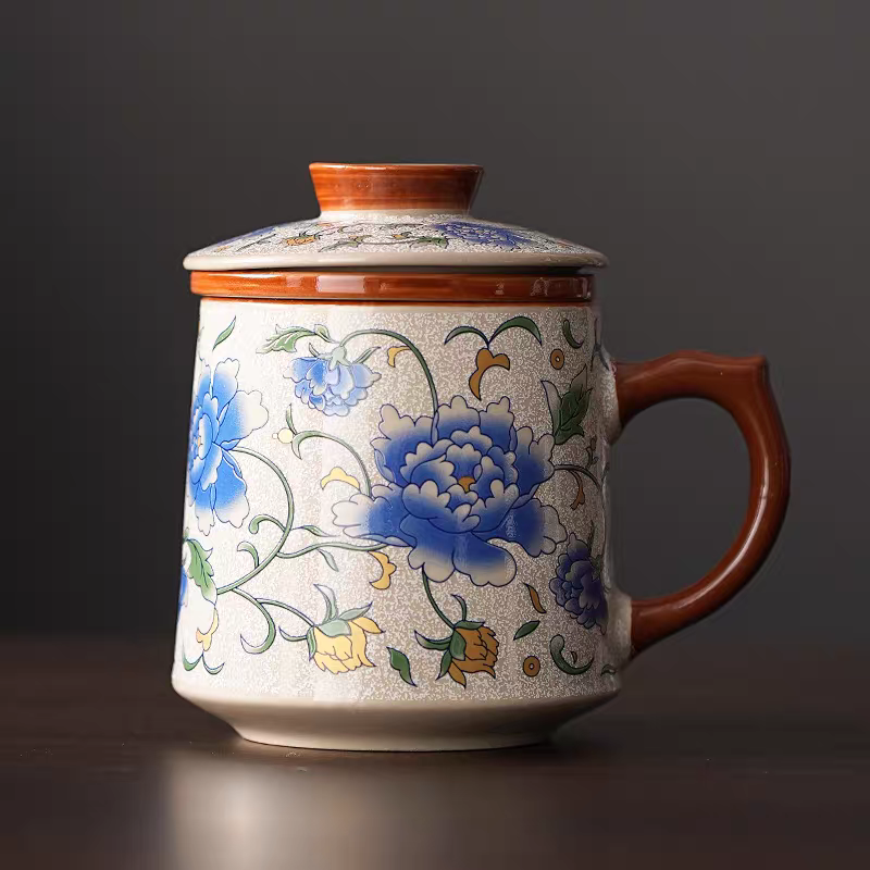 Jingdezhen ceramic cup tea water separation office cup cover tea personalized home cup gift tea cup tea set - 图片 4
