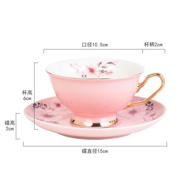 European palace afternoon tea ceramic cups and saucers manufacturers wholesale gold-rimmed colorful applique glaze coffee cups and saucers flower tea cups