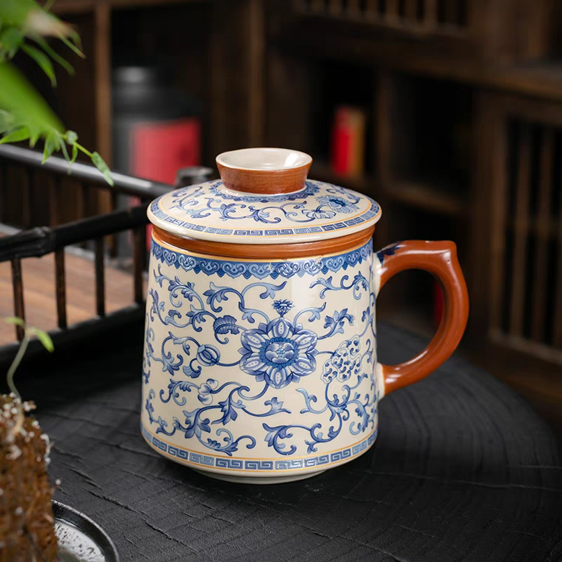Jingdezhen ceramic cup tea water separation office cup cover tea personalized home cup gift tea cup tea set - 图片 2
