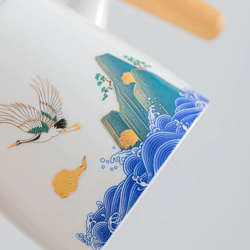 Guochao ceramic office water cup set of three tea water separation mug company opening activities companion gift logo - 图片 3
