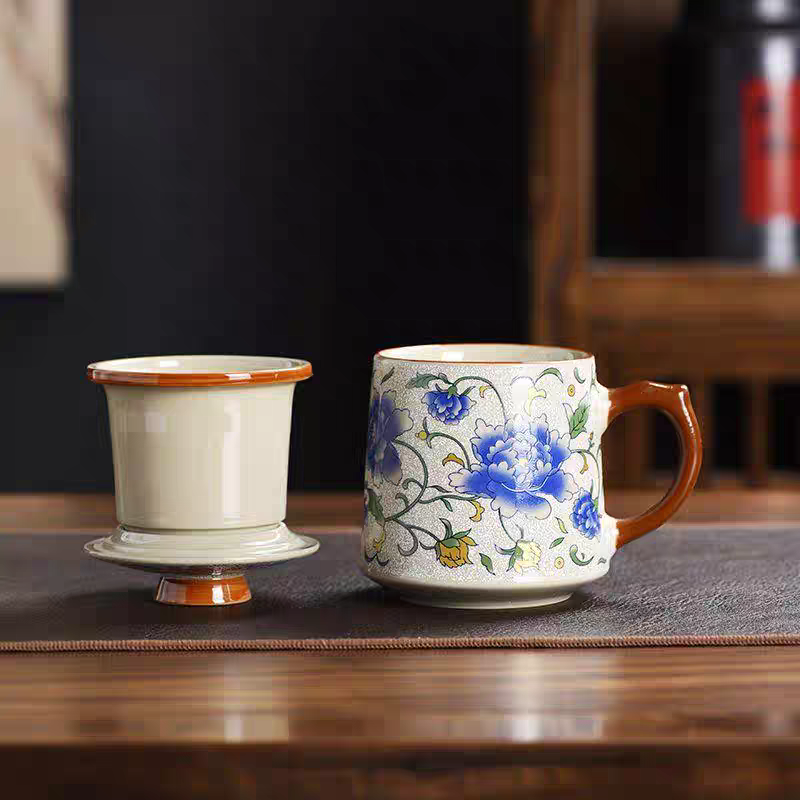 Jingdezhen ceramic cup tea water separation office cup cover tea personalized home cup gift tea cup tea set - 图片 5