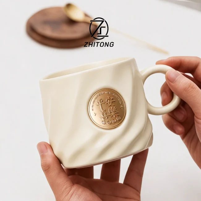 Corporate business gifts creative office custom engraved LOGO mug ceramic cup and saucer set of coffee cups