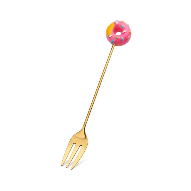 Donut Mickey cartoon coffee spoon cute creative stainless steel stirring spoon delicate dessert small spoon fruit fork